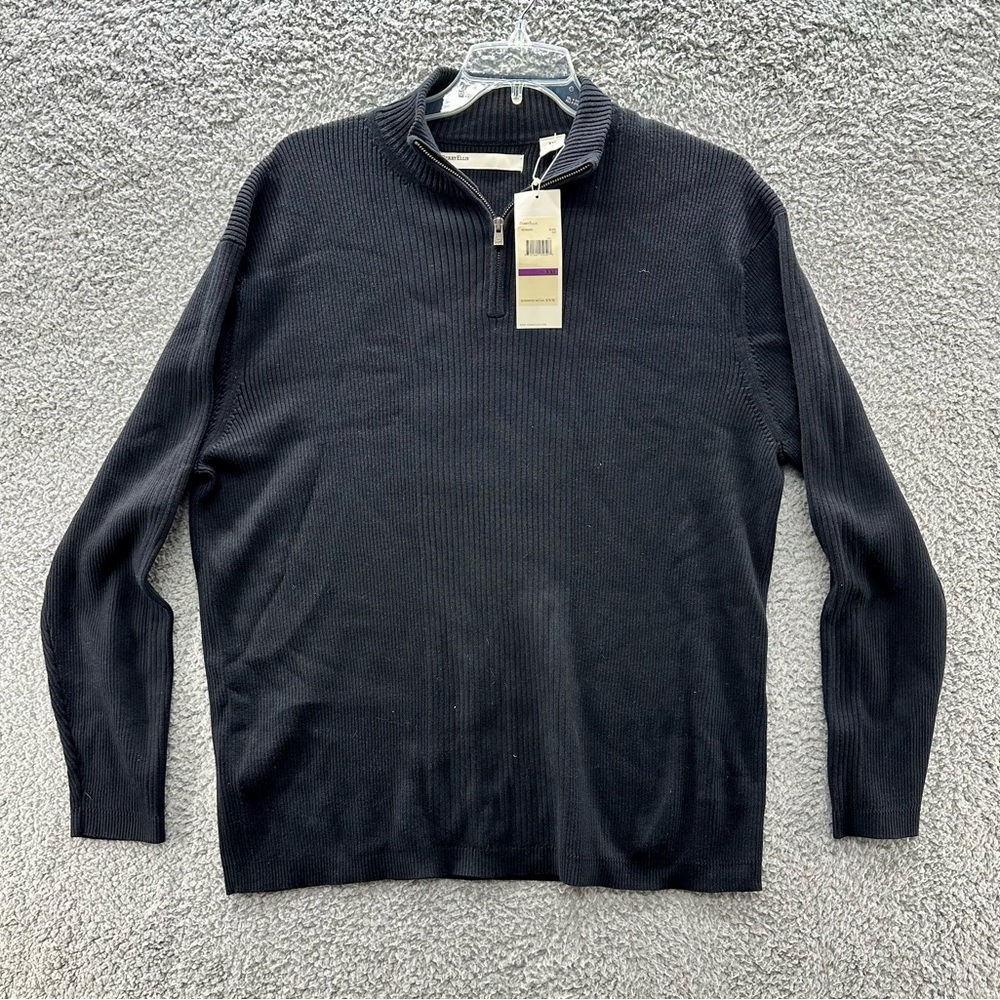 Perry Ellis Black Zip Up Sweater #446